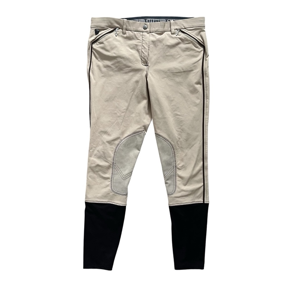Tattini Ginestra Breeches Tan Suede Knee Patch Riding Pants Women's Size IT 48